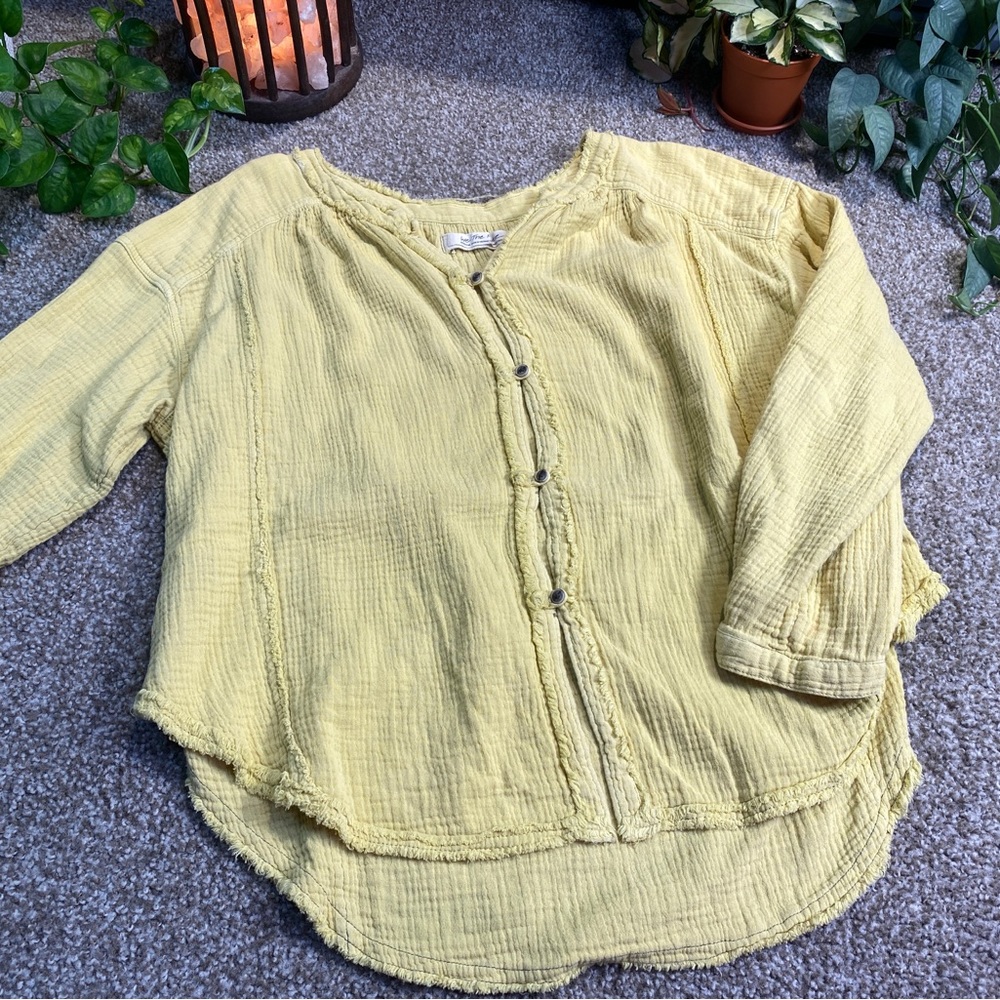 We the Free Knit Cotton Button Up Blouse